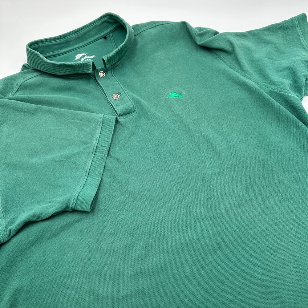 Tommy Bahama Polo Shirt Mens XXL Green Excellent Pique Knit Marlin Logo Casual